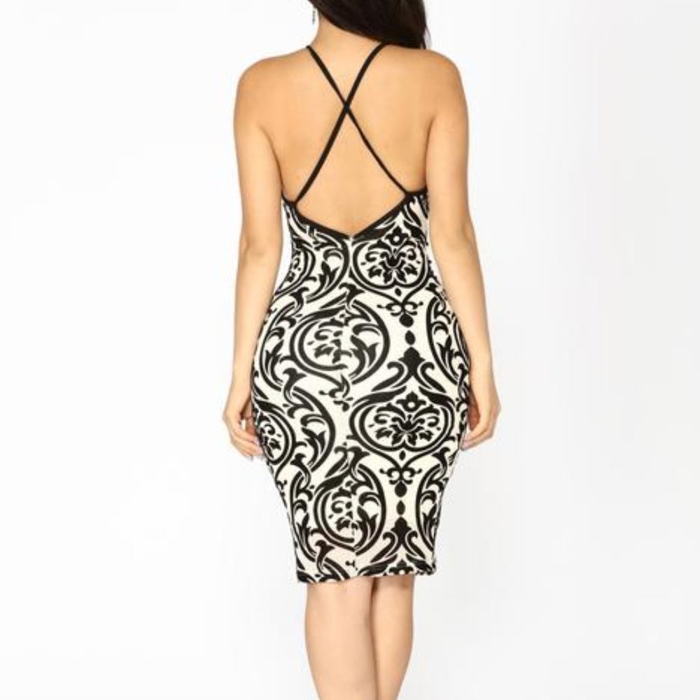 Mimosa Midi Dress - Ivory/Black